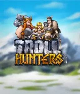 Step into the world of "Troll Hunters," where fierce Viking warriors are poised to battle their foes. The logo shows a male and female Viking, equipped with weapons, set against a frosty mountainous backdrop. They radiate power and determination, symbolizing the essence of the game's adventurous theme.