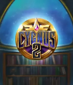 Discover the captivating artwork of Cygnus 2 Slot by ELK Studios, showcasing a spectacular logo with a bright purple and gold design. Positioned against a celestial library backdrop, this graphic evokes the essence of adventure and mystery. 