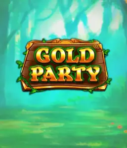 Discover the magical forest of Gold Party slot by Pragmatic Play, showcasing a rustically styled wooden sign adorned with golden letters. The background features a misty green forest that adds a mystical touch to the overall ambiance. Ideal for those who enjoy nature-themed slots, providing a whimsical adventure. 